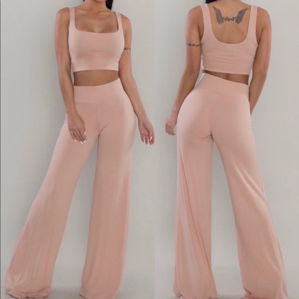 Double Layered Two Piece Set - Peach/Nude
